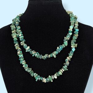 Long Natural Turquoise Chip Infinity Necklace